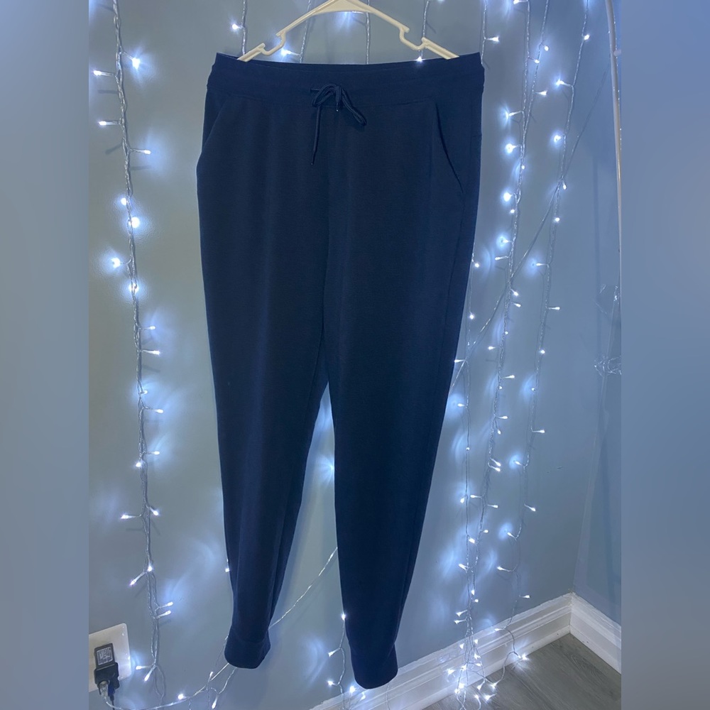 Athletic Works Womens DriWorks Jogger Pants Size Medium Pockets Drawstring Blue.